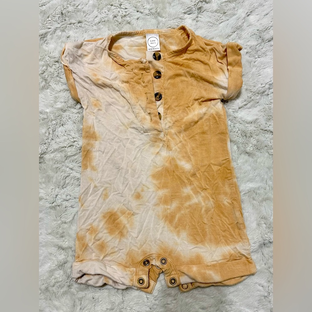 Lou Lou & company romper. Size 6-12 months. Color golden yellow tie dye.